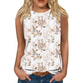 Workout Tops for Women Printing Sleeveless Basic Tops Scoop Neck 2025 Summer Work Shirt Going Out Tank Tops