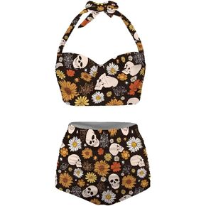 Hresuewn Two Piece Swimsuits for Women Tummy Control Swimsuit High Waisted Ruched V Neck Push up Bathing Suit Plus Size