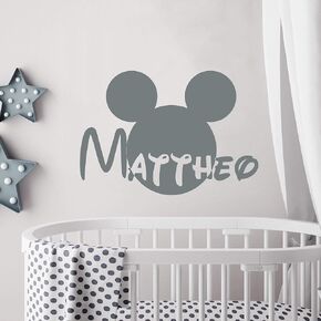 Mickey Wall Decal Name Boy Nursery Baby Boys Room Decor Custom Name Decal Personalized Name Wall Decor Children Kids Nursery Decal Vinyl Sticker kp23