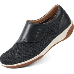 ProChain Women's Fabric Leather Leather Glis على المتسكعون مريحون أحذية مسطحة مريحة أحذية خفيفة الوزن خفيفة الوزن