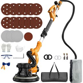 Drywall Sander, 9-Speed Electric Drywall Sander with Vacuum Dust Collector, 950W Power Ceiling Sander Tool with LED Light, Collapsible & Extendable Handle for Sanding Wall & Popcorn Ceiling Removal
