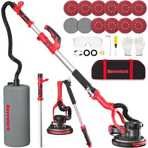 Drywall Sander, Electric Drywall Sander with Vacuum Dust Collection 7.33-Amp 880W, Floor Sanders 5 Variable Speed 500-1800RPM with LED Light, 10 Pcs Sanding Discs & 2 Pcs Grid Sandpaper—Red
