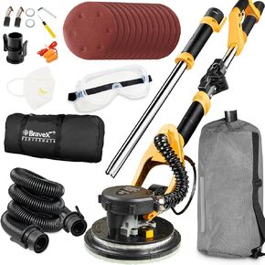 Drywall Sander, 6.5-amp Powerful Electric Drywall Sander with Vacuum, 99.5% Dust Removal, 7 Variable Speed, 900-1800RPM, Dustless Floor Sander with 26’ Power Cord for Popcorn Ceiling