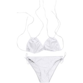 Women's 2 Piece Bikini Sets Sexy Large Brust Triangle Halter Tie Swimwear Lace Up Bikini Reversible Bottoms Bath Suits