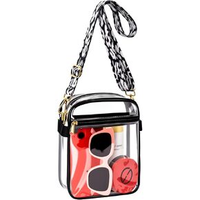 MAY TREE Clear Bag Stadium Approved with Interchangeable Strap, Clear Purse for Women Men, Transparent Concert Bag 0.5MM Water Resistant Thickened PVC
