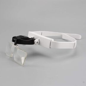 Hands Free Magnifier with Visor Headband with LED Lights, 5 Removable Lenses, Head Mounted Magnifier for Reading, Jewelry Magnifier, Watch and Electronic Repair