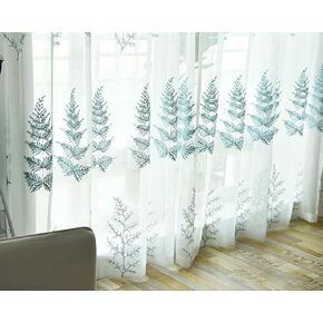 Nordic Simple Small Fresh Embroidery Linen Sheer Curtains Window Treatments Rod Pocket for Living Room Bedroom(2 Panels, W 54 x L 84 inch, Grey)