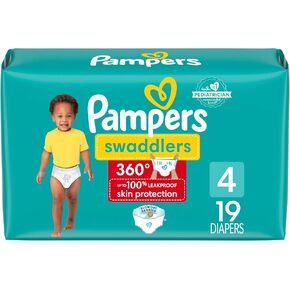 Pampers Diapers - Swaddlers 360 - Size 4, 19 Count, for up to 100% Leakproof Premium Skin Protection (Packaging May Vary)