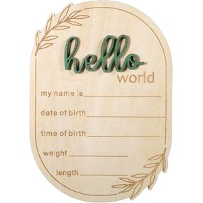 علامة إعلان الطفل ، 5.9 بوصة Wooden Hello World Newborn علامات الولادة اسم الطفل لوحات إعلان الولادة لصالح الأطفال الولادة والبنات Prop Ba-By Dather Hospital Gifty