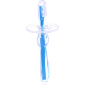 Baby Toothbrush Toddler Oral Massager Silicone Brush for Infants Gentle Cleaning Bristles Baby Teethbrush Safety Features Blue