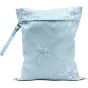 Wet Dry Bag, Wet Bag for Swimsuit, Travel, Beach, Pool, Diapers, Dirty Yoga Gym Clothes, Makeup Bag, Starfish Summer Vacation Essentials