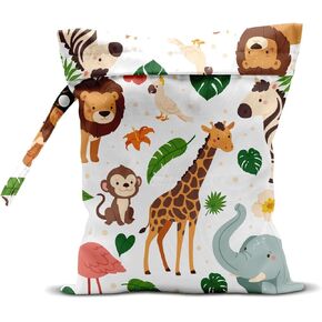 Wet Bag for Swimsuit Travel Pool Baby Cloth Diapers Dirty Yoga Gym Clothes Beach Bags Summer Gifts for Women Men Beach Vacation Essentials Jungle Animals Waterproof Wet Dry Bag Travel Laundry Bags