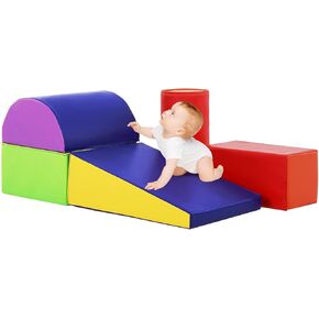 PayLessHere Climbing Toys for Toddlers 5 Piece Corner Foam Climbing Blocks Set with Soft Foam and Strong Structure for Babies 1-3 Crawling and Sliding Activity Play Indoor (CM, 5 Piece)