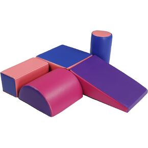 JOYMOR Soft Play Foam Climbing Toys for Toddlers 1-3 Inside 5-Pieces Set, Crawl and Climb Foam Blocks, Beginner Climber with Slide & Ramp, Indoor Active Play Structures for Babies and Toddlers
