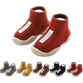 Tiny Explorings Sock Shoes,Baby Walking Shoes,Toddler Non-Slip Breathable Warm Elastic Shoes for Baby Boy Girl 6-24 Months (24-36 Months Infant,Brown)
