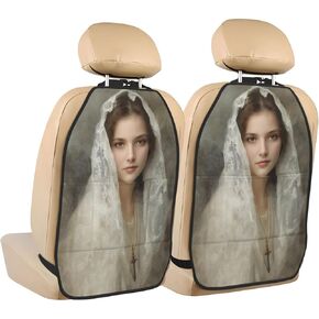 Beautiful Woman Vintage Car Seat Back Kick Protectors,2 Pack Kick Mats With Storage Pockets For Vehicles To Protect From Dirt Mud Scratches