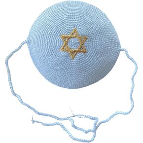 Romy & Rosie Crochet Brit Milah Yarmulke/Kippah مع العلاقات/حجم الطفل 4.5 بوصة 11.5 سم