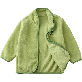 Baby Boys Girls Fleece Outerwear Jacket Kids Soft Fleece Zip up Hoodie Coat with Pockets for 2-14 Years