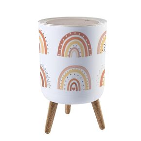 Small Trash Can with Lid Cute Cartoon Bohemian Nursery Posters Boho Print for Wall Decor Garbage Bin Pet Proof Waste Basket for Kitchen Bathroom Office Bedroom Decorative 1.8 Gallon