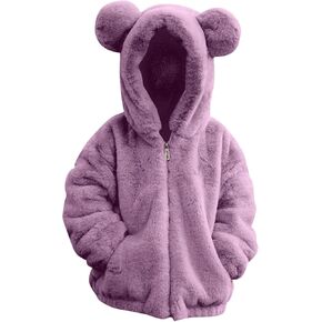 Baby Fleece Hooded Jacket Cute Hoodie Cotton Coat Winter Warm Bear Ear Cute Jackets Fuzzy Shacket Black Rain Jacket