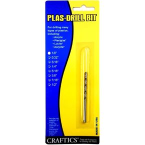 1/8" Drill Bit for Plastic (Acrylics, Plexiglas, Lexan, ABS, PVC, and more) Works with Hand Drill by Craftics