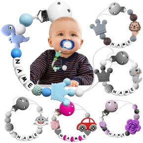 Personalized Custom Pacifier Clip with Name for Girl and Boy Silicone DIY Baby Pacifier Clip Neutral Customized Pacifier Holder Clip Stroller Clip for Toddler Newborn Baby Gifts,50+ Optional Styles