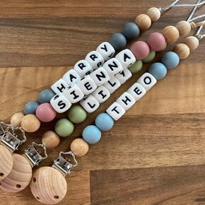 Personalized Silicone Pacifier Clip with Name Custom Stroller Clip Holder for Girls Boys
