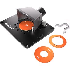 SpeTool Precision Aluminium Router Table Insert Plate Fit Multiple Routers with Dust Collection Router Table Top, 9-1/4"×11-3/4" Standard Size