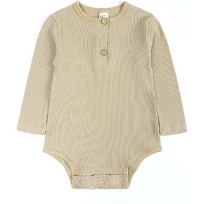 Baby Boy Outfit Newborn Infant Boys Girls Long Sleeve Romper Tops Bodysuit for Babys 0-24 Months (Beige, 12-24 Months)