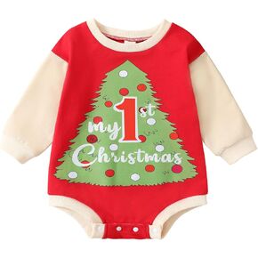 Girls Sweaters Infant Baby Boy Girl Fall Clothes Christmas Print Romper Sweatshirt Outfit 3-18 Months