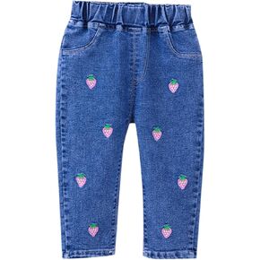 Jeans Pants for Grils High Waist Embroidery Love Fashion Leisure Style Loose Casual Comfy Fashion Toddler Trousers