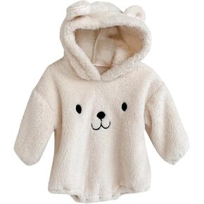 Girls Sweaters Newborn Infant Baby Animal Autumn Long Sleeve Fleece Hooded Bear Ear Romper Bodysuit 0-3 Years