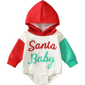Baby Boy Outfit Infant Boys Girls Christmas Hoodie Sweatshirt Long Sleeve Romper Pullover Top 3-18 (Red, 3-6 Months)