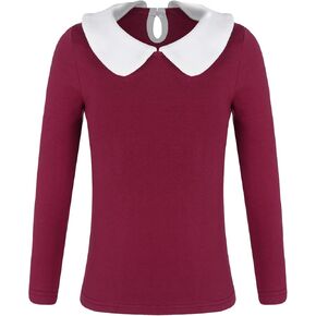 easyforever Toddler Baby Girls Basic Blouse Solid Doll Collar Long Sleeve T-Shirts Top Tee Undershirt Bottoming Top
