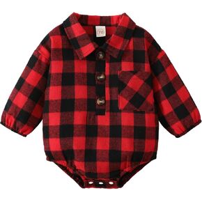 Baby Sweater Infant Boys Girls Christmas Long Sleeve Plaid Xmas Deer Prints Romper Newborn Bodysuits 3-18 Months