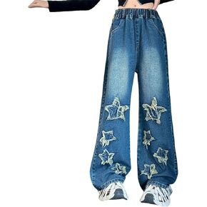 9m Baby Girl Clothes Kids Girl Y2K Jeans Star Jeans Toddler Baby Ripped Baggy Pants Girls (Blue, 10-11 Years)