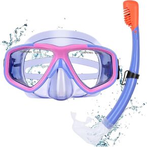 KUYOU Youth Snorkel Set for Ages 7-16 - Anti-Fog Mask, Full Dry Top Snorkel, Adjustable Fins - Premium Quality, Comfortable and Durable Set for Teen Snorkelers