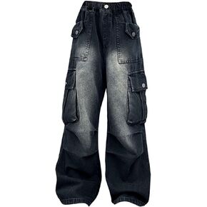 Infant Girl Clothes Toddler Girls Denim Jeans Wide Leg Pants Baggy High Elastic Waist Cargo Y2K Big Girl Sweat Pants