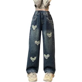 24 Month Easter Outfit Girl Kids Girls Denim Jeans High Waist Floor Length Baggy Flare Cargo Pants Wide Girl Track Pants