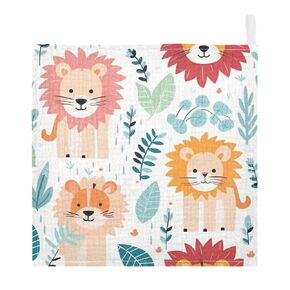 Cute Lion Baby Washcloths, Soft and Absorbent Wash Cloths, Baby Bath Towel, Face Towel for Newborns, Infants, 3 Pack, 12x12 inches