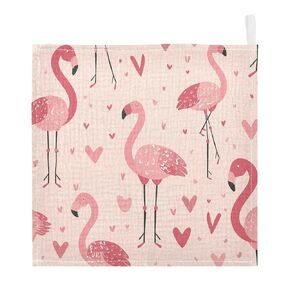 Cute Flamingos Baby Washcloths, Soft and Absorbent Wash Cloths, Baby Bath Towel, Face Towel for Newborns, Infants, 5 Pack, 12x12 inches