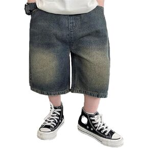 Baby Boys and Toddler Jeans Stretchy Summer Pants Y2k Wide Leg Denim Pant Trendy Casual Trousers with Pockets