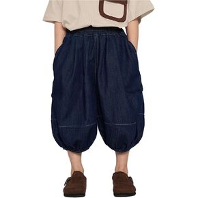 Toddler Baby Baggy Jeans Boys Girls Harem Pants Pull On Denim Bloomers Loose Elastic Waist Capris