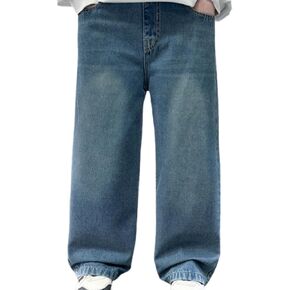 Baby Boys and Toddler Jeans Vacation Beach Stretch Pant Y2k Trendy Denim Pant Classic Loose Trousers with Pockets