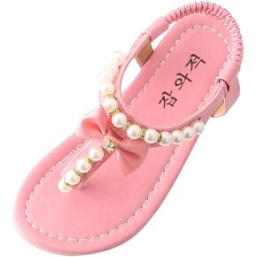 WUAI Toddler/Little Kid Girl's Slingback T-Strap Rhinestone Ankle Strap Thong Sandals
