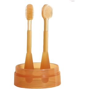 Silicone Baby Toothbrushes Set Toddlers First Toothbrush Infant Tongue Cleaner Anti-Slip Teeth Massaging Brush for 0-18M Training Teething
