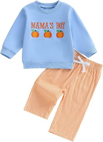 Toddler Baby Boys Halloween Outfits 2pcs Infant Fall Clothes Long Sleeve Pumpkin Sweatshirt and Pants Sets in Saudi Arabia