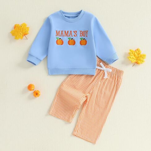 Toddler Baby Boys Halloween Outfits 2pcs Infant Fall Clothes Long Sleeve Pumpkin Sweatshirt and Pants Sets in Saudi Arabia