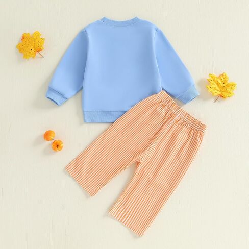 Toddler Baby Boys Halloween Outfits 2pcs Infant Fall Clothes Long Sleeve Pumpkin Sweatshirt and Pants Sets in Saudi Arabia