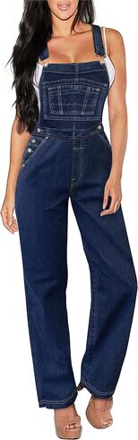 Hybrid & Company Womens Stretch Denim Overalls PVJ156998 WHITE S in Saudi Arabia
